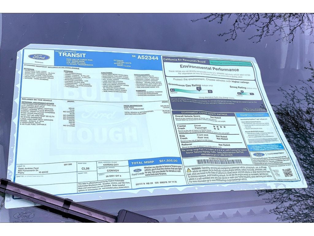 2025 Ford Transit Van T-250 Low Roof Slide Base