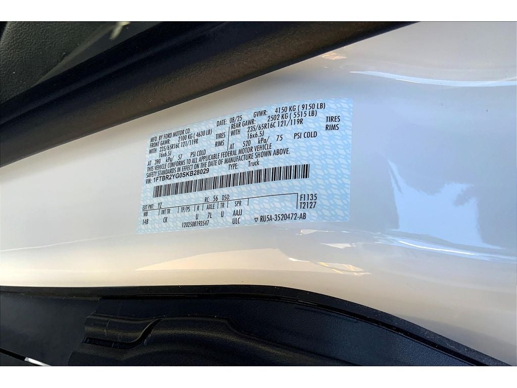 2025 Ford Transit Van T-250 Low Roof Slide Base